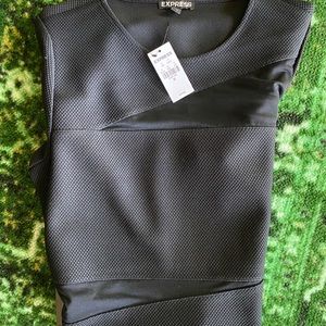 Express Black Mesh Inset Fitted Dress